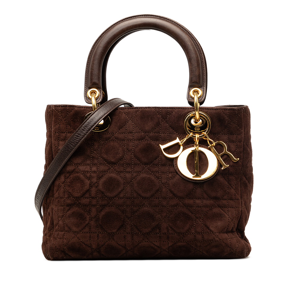 Pre-Loved Dior Medium Suede Cannage Lady Dior - Picture 1 of 7